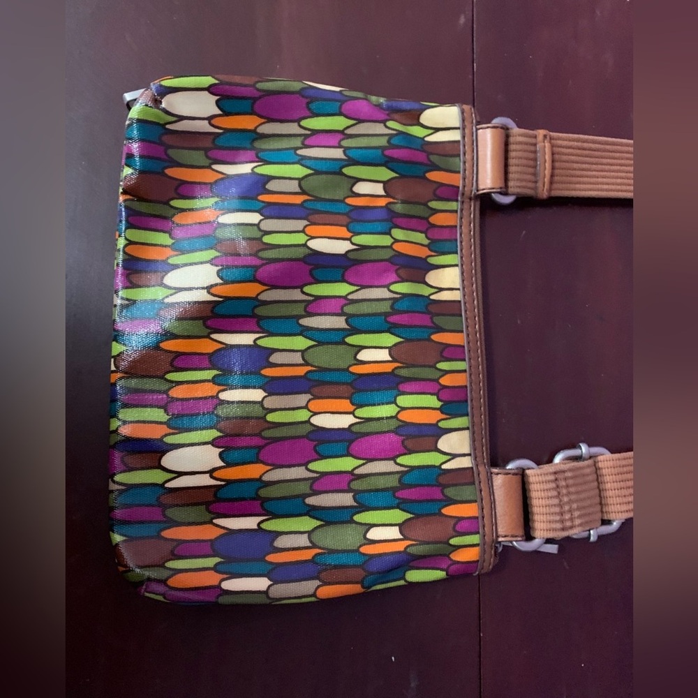 Fossil Multicolor Feather Pattern Keyper Crossbod… - image 2